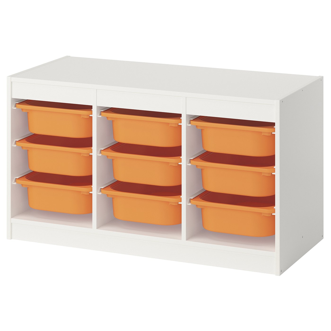 TROFAST storage combination with boxes, white/light orange, 39x173