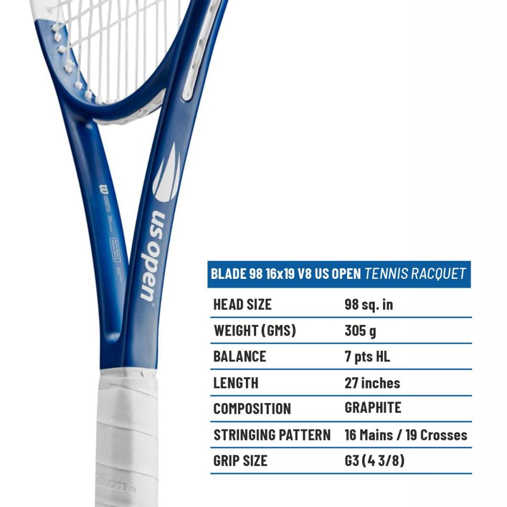 Wilson Blade 98 16x19 V8 US Open Tennis Racquet (305g Unstrung)